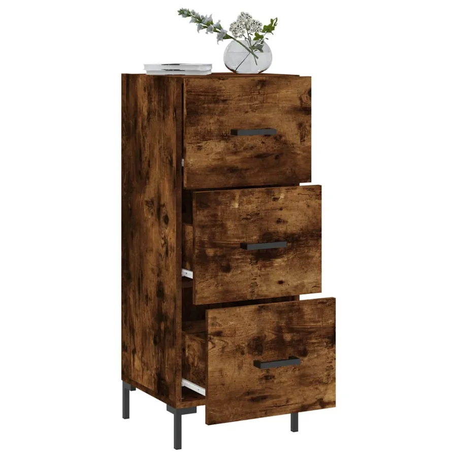 Buffet Chêne fumé 34,5x34x90 cm Bois d'ingénierie - 4