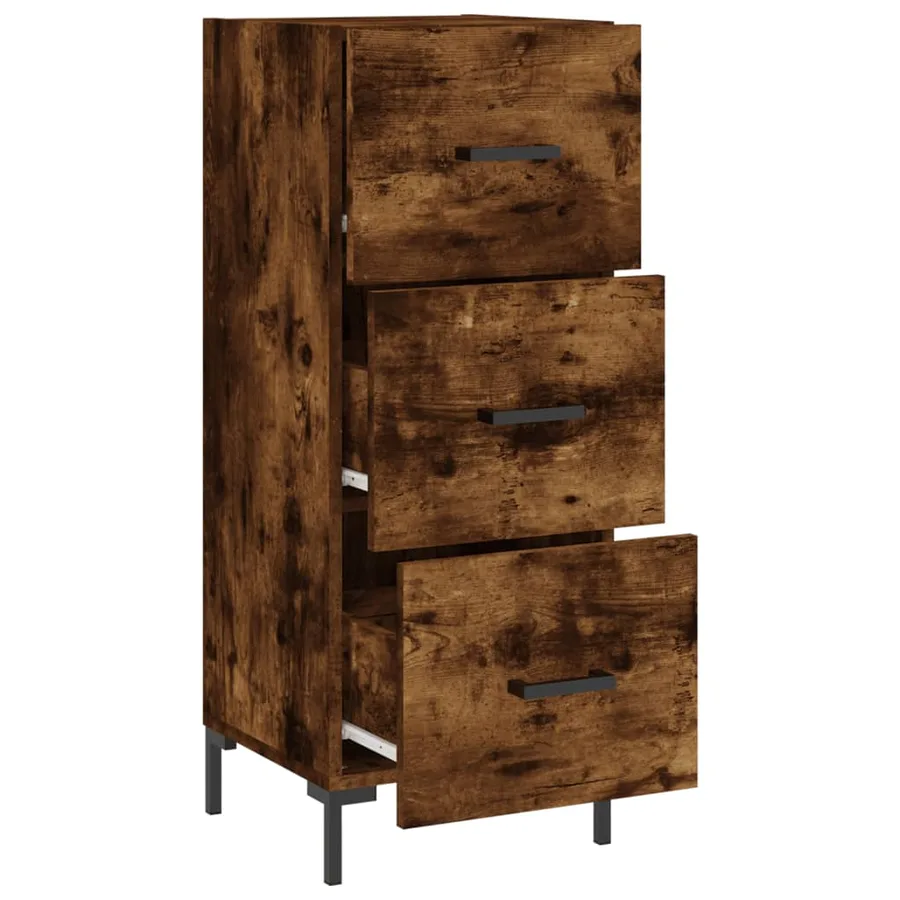 Buffet Chêne fumé 34,5x34x90 cm Bois d'ingénierie - 5
