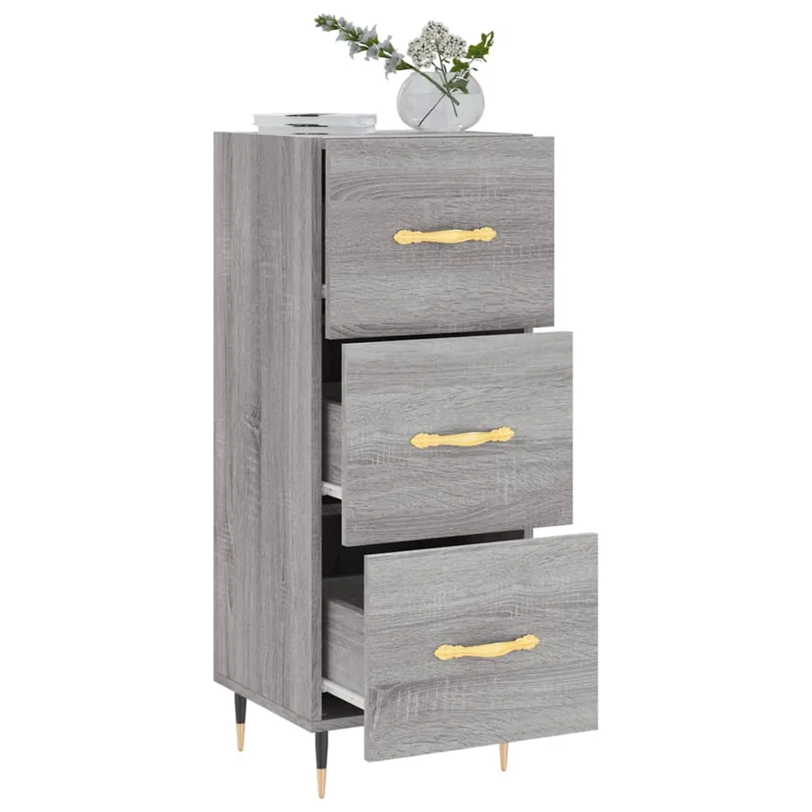 Buffet Sonoma gris 34,5x34x90 cm Bois d'ingénierie - 4
