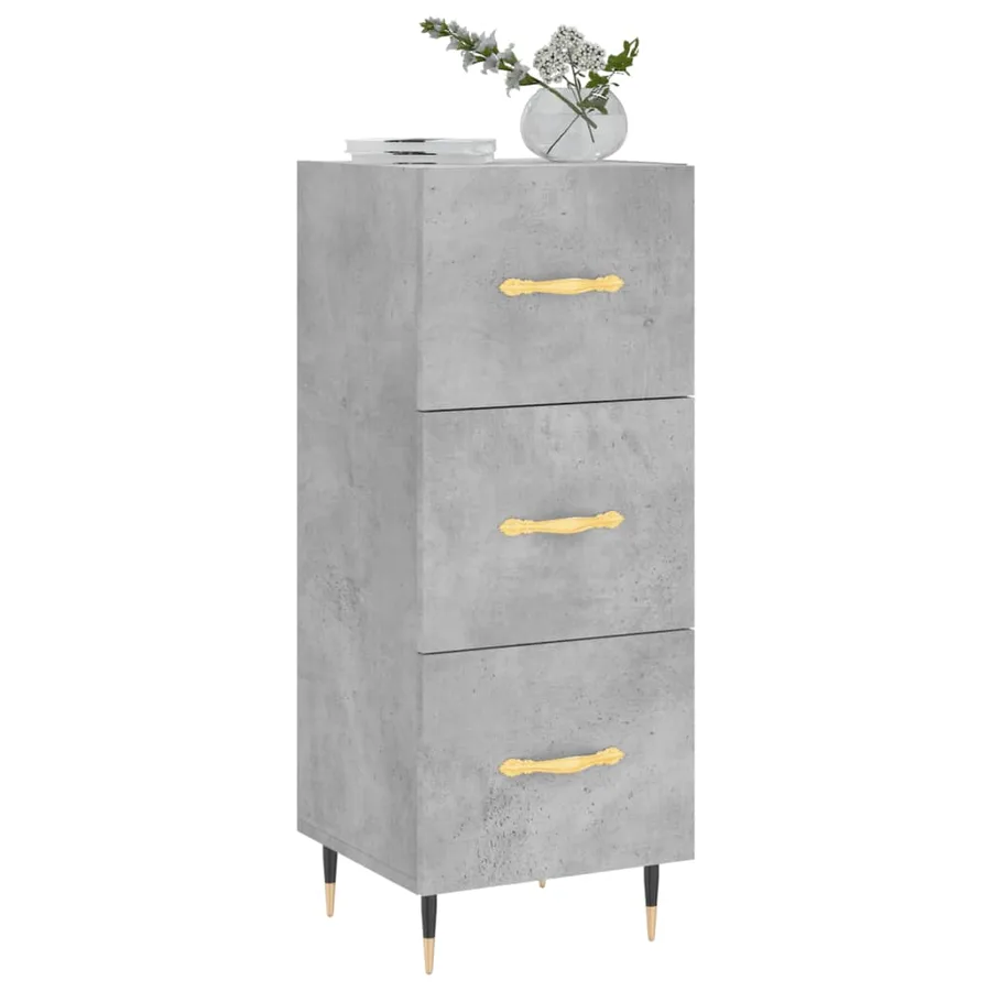 Buffet Gris béton 34,5x34x90 cm Bois d'ingénierie - 3