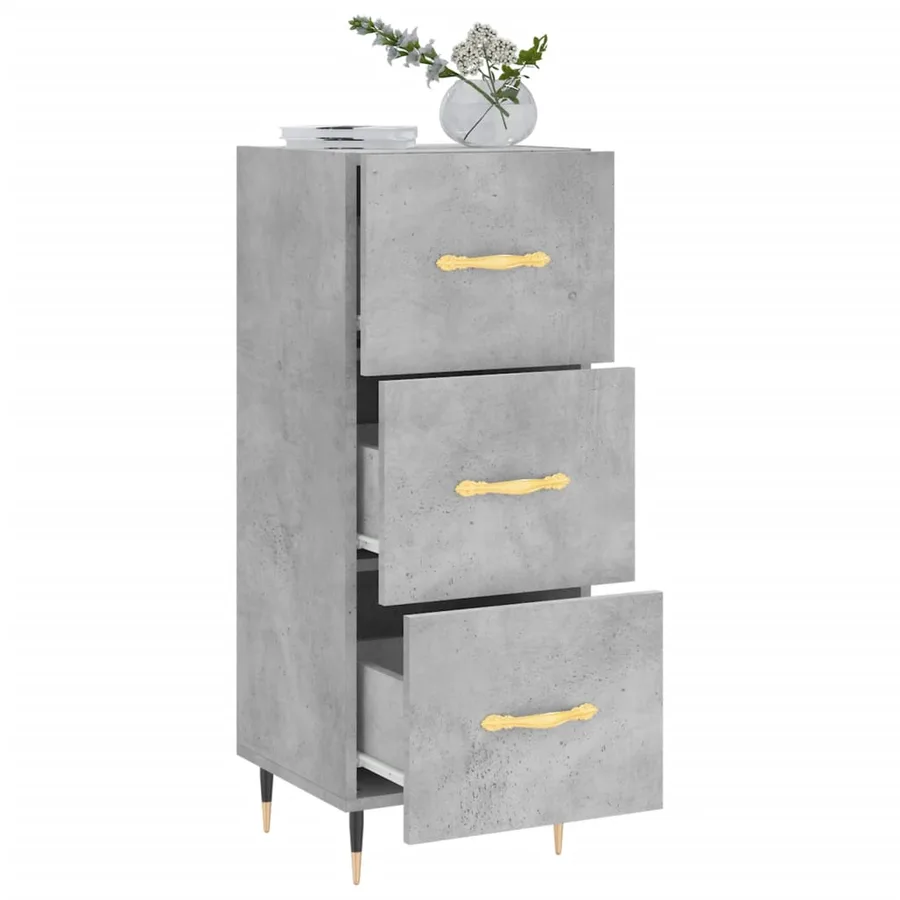 Buffet Gris béton 34,5x34x90 cm Bois d'ingénierie - 4
