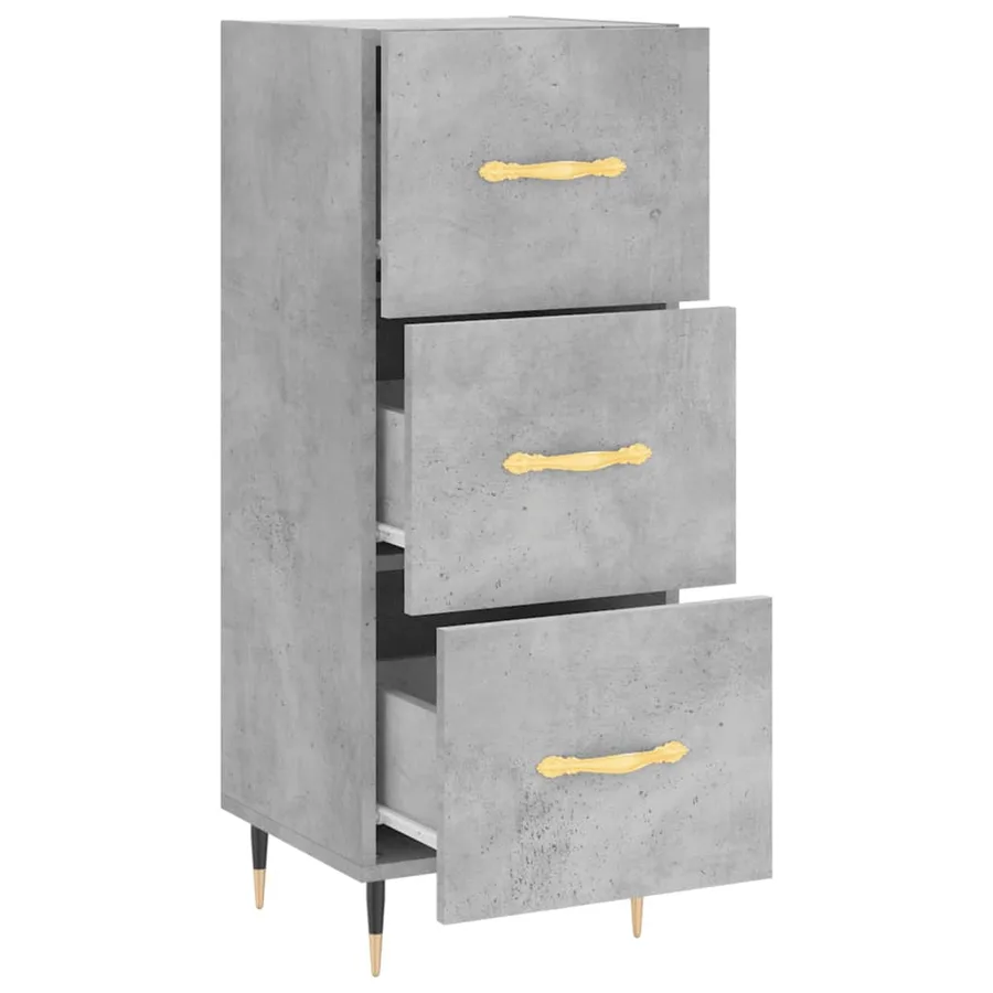 Buffet Gris béton 34,5x34x90 cm Bois d'ingénierie - 5