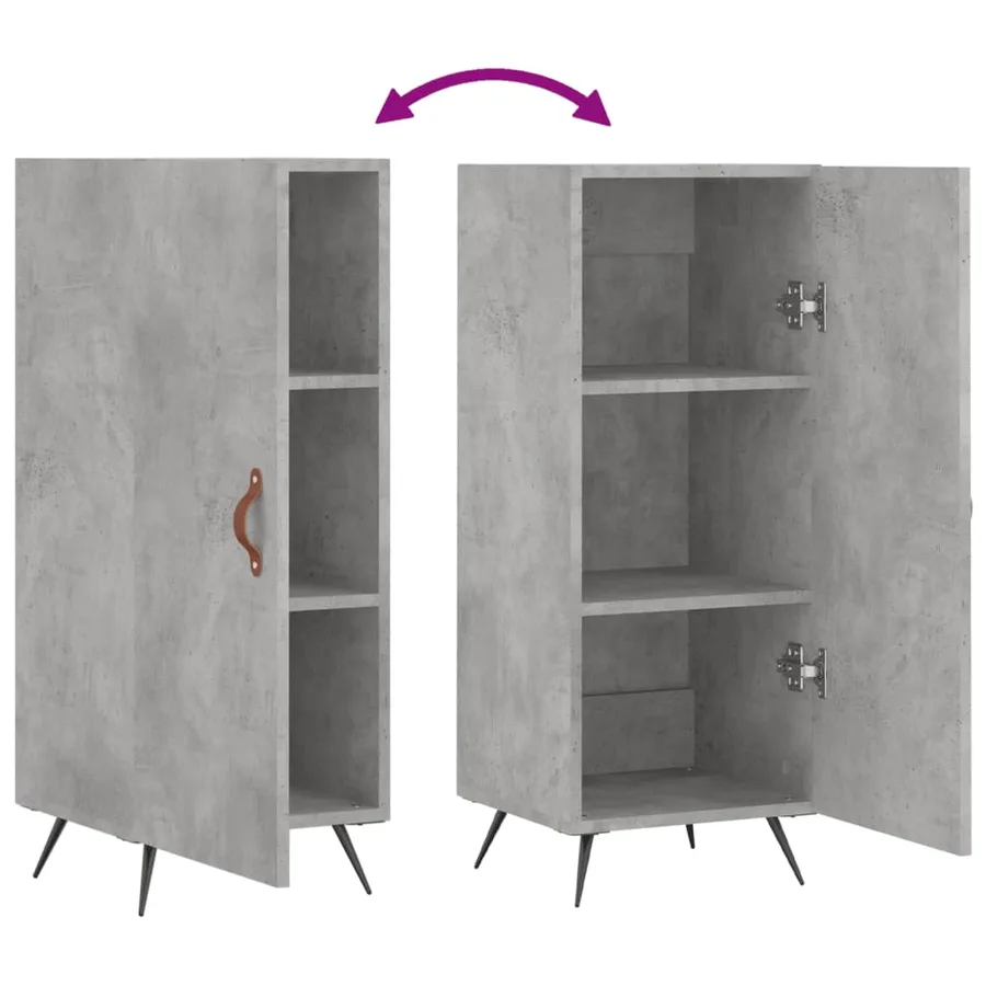 Buffet Gris béton 34,5x34x90 cm Bois d'ingénierie - 9