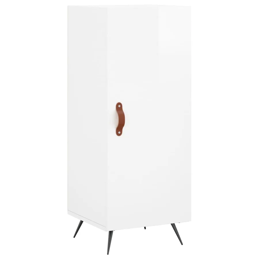 Buffet Blanc brillant 34,5x34x90 cm Bois d'ingénierie - 2