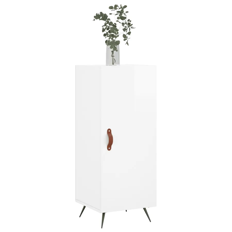 Buffet Blanc brillant 34,5x34x90 cm Bois d'ingénierie - 3