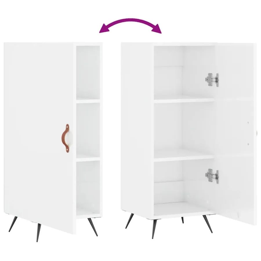 Buffet Blanc brillant 34,5x34x90 cm Bois d'ingénierie - 9
