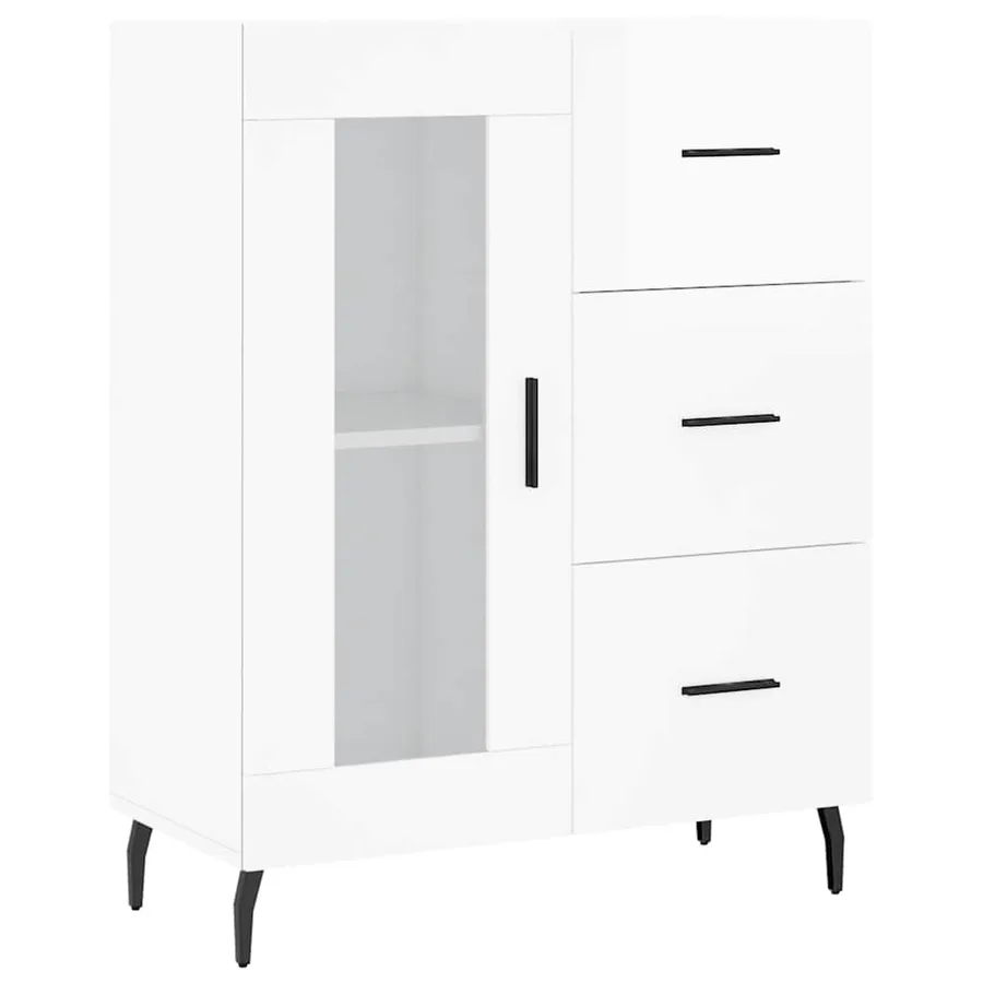 Buffet Blanc brillant 69,5x34x90 cm Bois d'ingénierie - 2