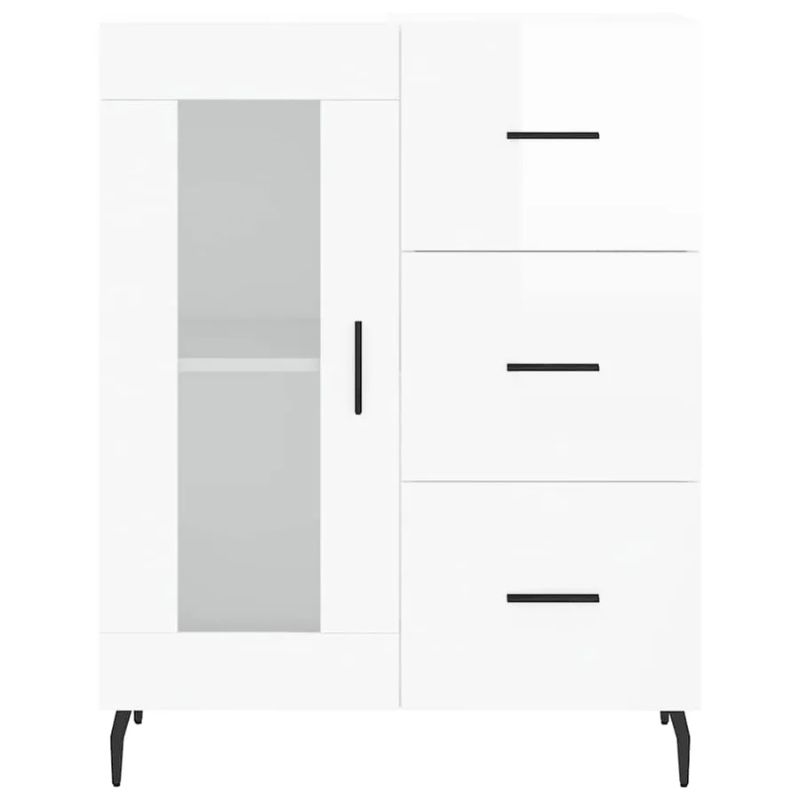 Buffet Blanc brillant 69,5x34x90 cm Bois d'ingénierie - 5