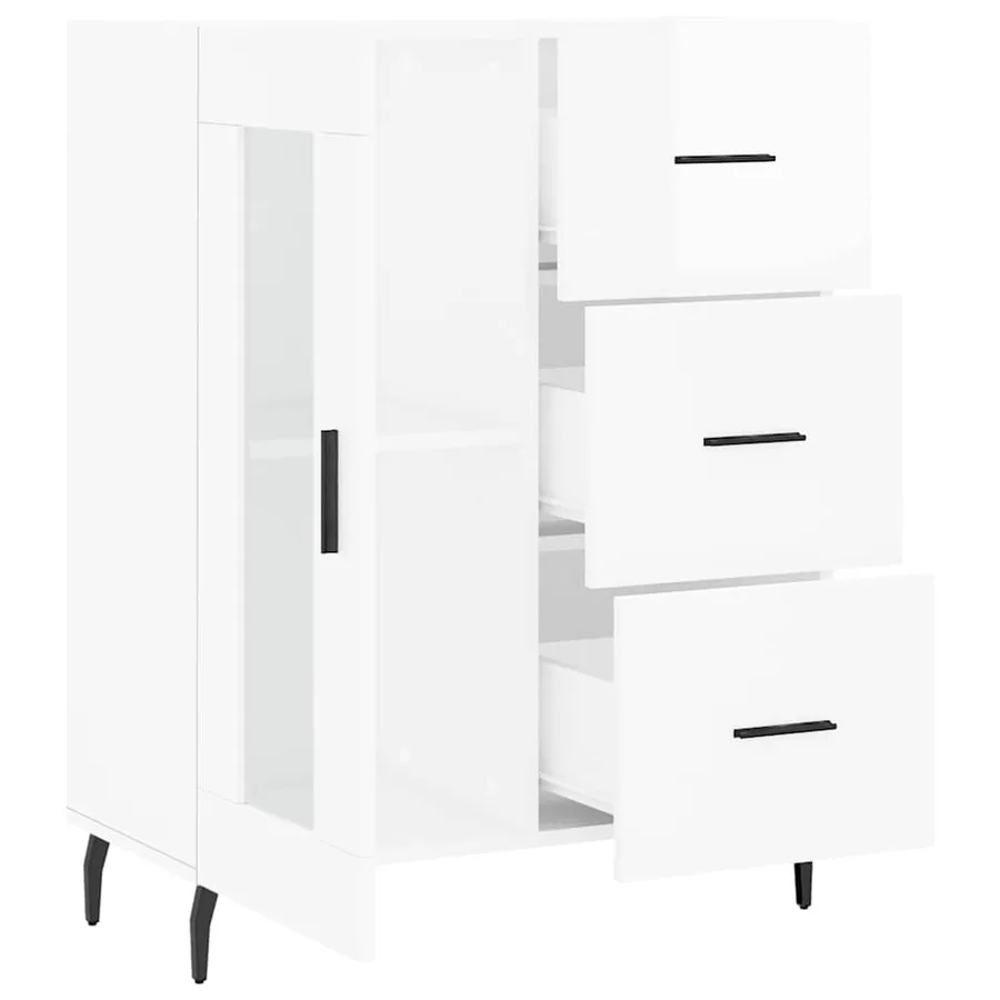 Buffet Blanc brillant 69,5x34x90 cm Bois d'ingénierie - 6