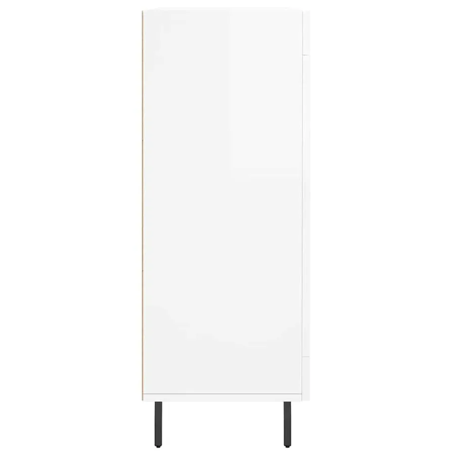 Buffet Blanc brillant 69,5x34x90 cm Bois d'ingénierie - 7