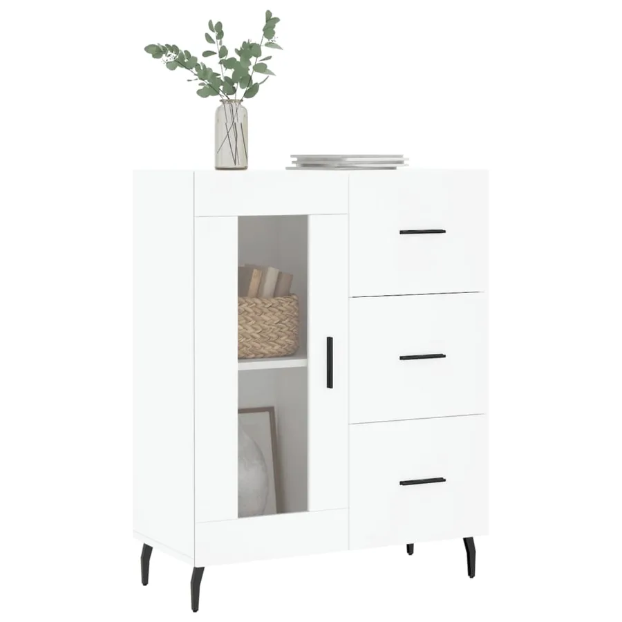 Buffet blanc 69,5x34x90 cm bois d'ingénierie - 3