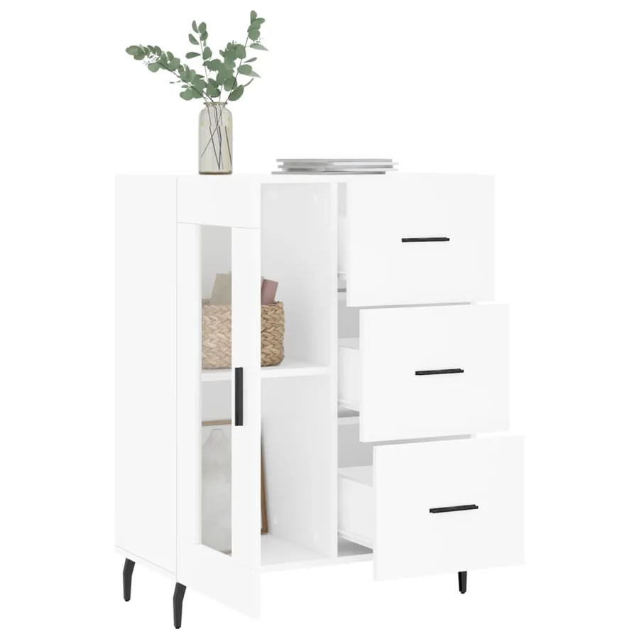 Buffet blanc 69,5x34x90 cm bois d'ingénierie - 4