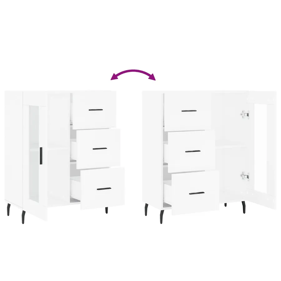 Buffet blanc 69,5x34x90 cm bois d'ingénierie - 9