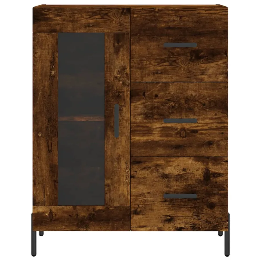 Buffet chêne fumé 69,5x34x90 cm bois d'ingénierie - 5