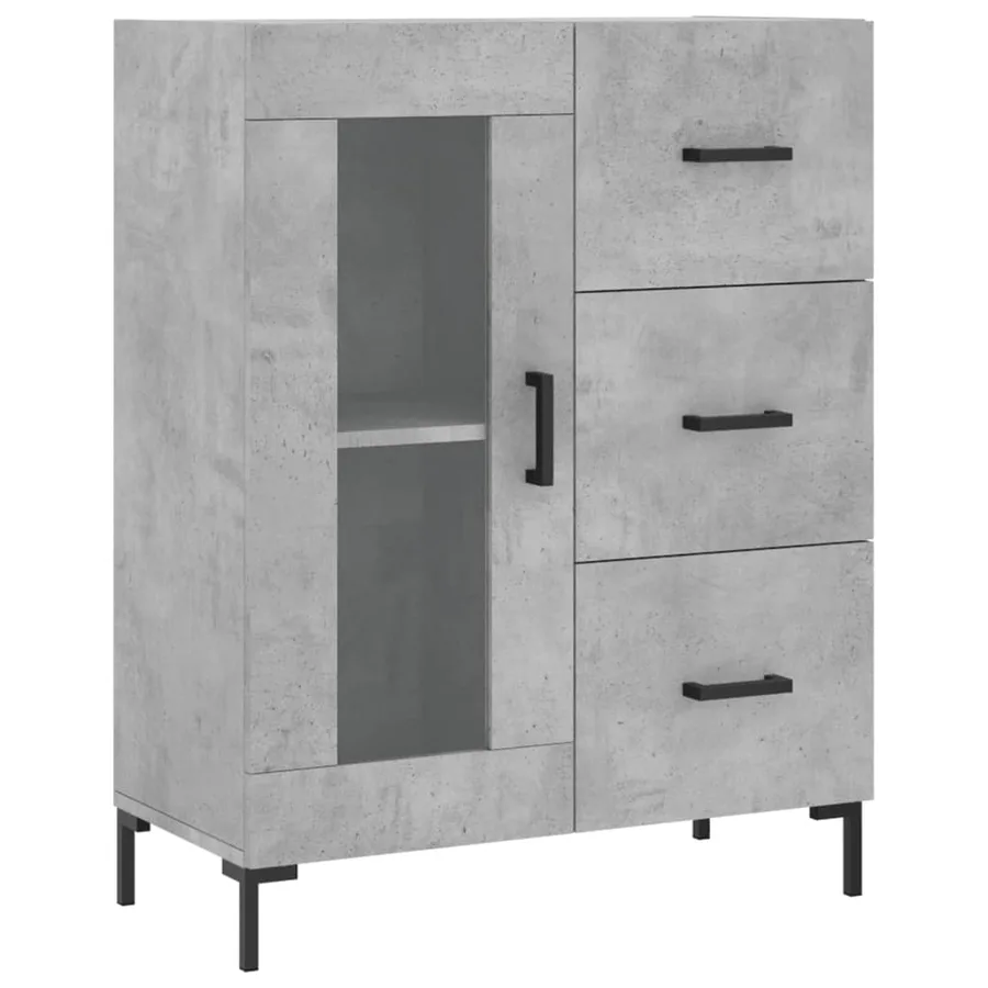 Buffet gris béton 69,5x34x90 cm bois d'ingénierie - 2