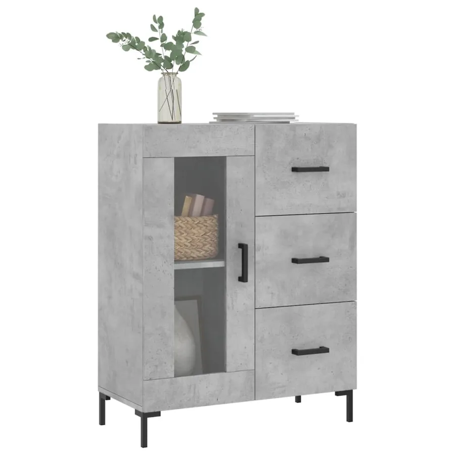 Buffet gris béton 69,5x34x90 cm bois d'ingénierie - 3