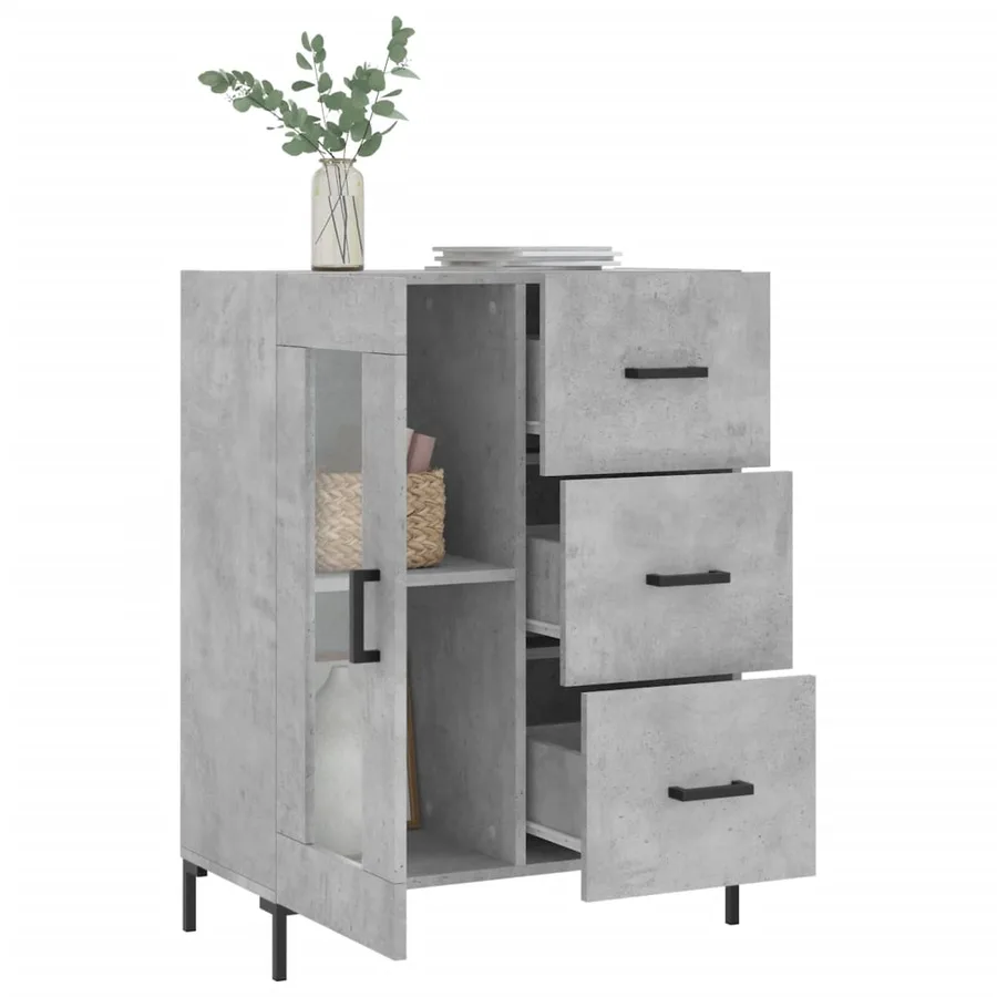 Buffet gris béton 69,5x34x90 cm bois d'ingénierie - 4