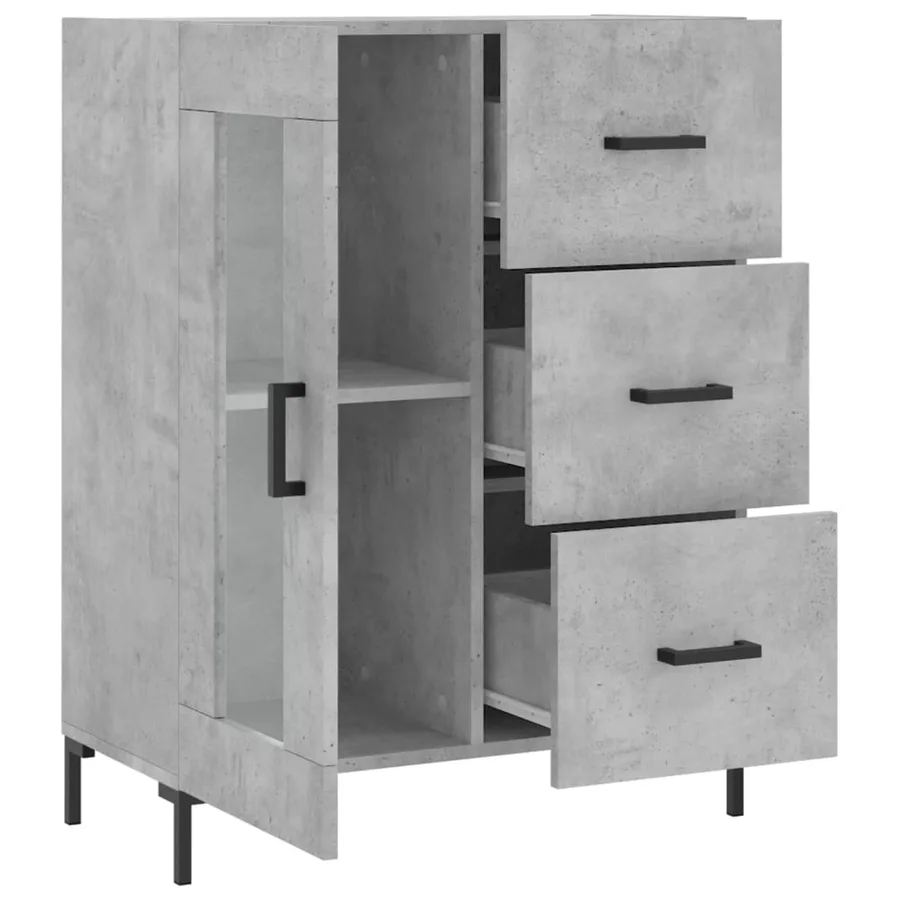 Buffet gris béton 69,5x34x90 cm bois d'ingénierie - 6