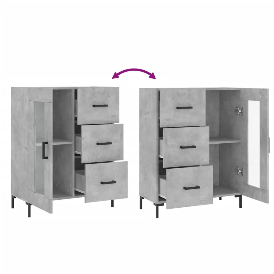 Buffet gris béton 69,5x34x90 cm bois d'ingénierie - 9