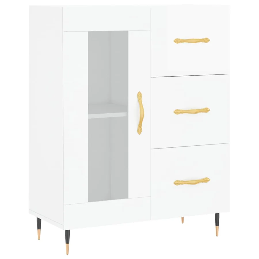 Buffet Blanc brillant 69,5x34x90 cm Bois d'ingénierie - 2