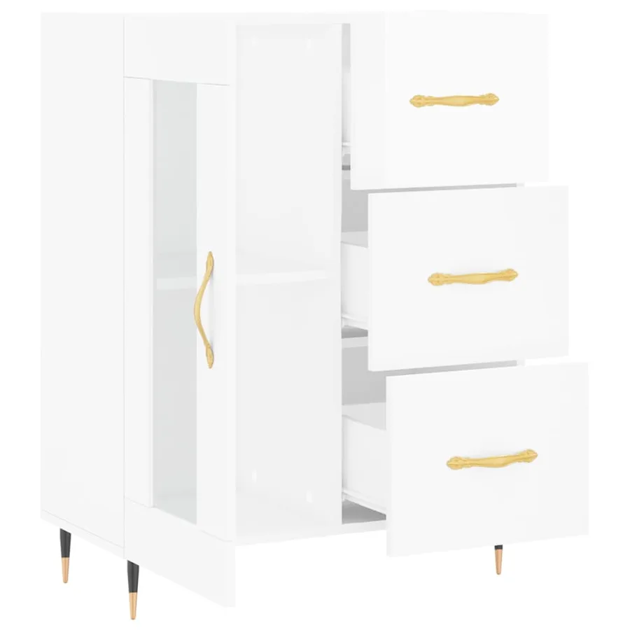 Buffet Blanc brillant 69,5x34x90 cm Bois d'ingénierie - 6