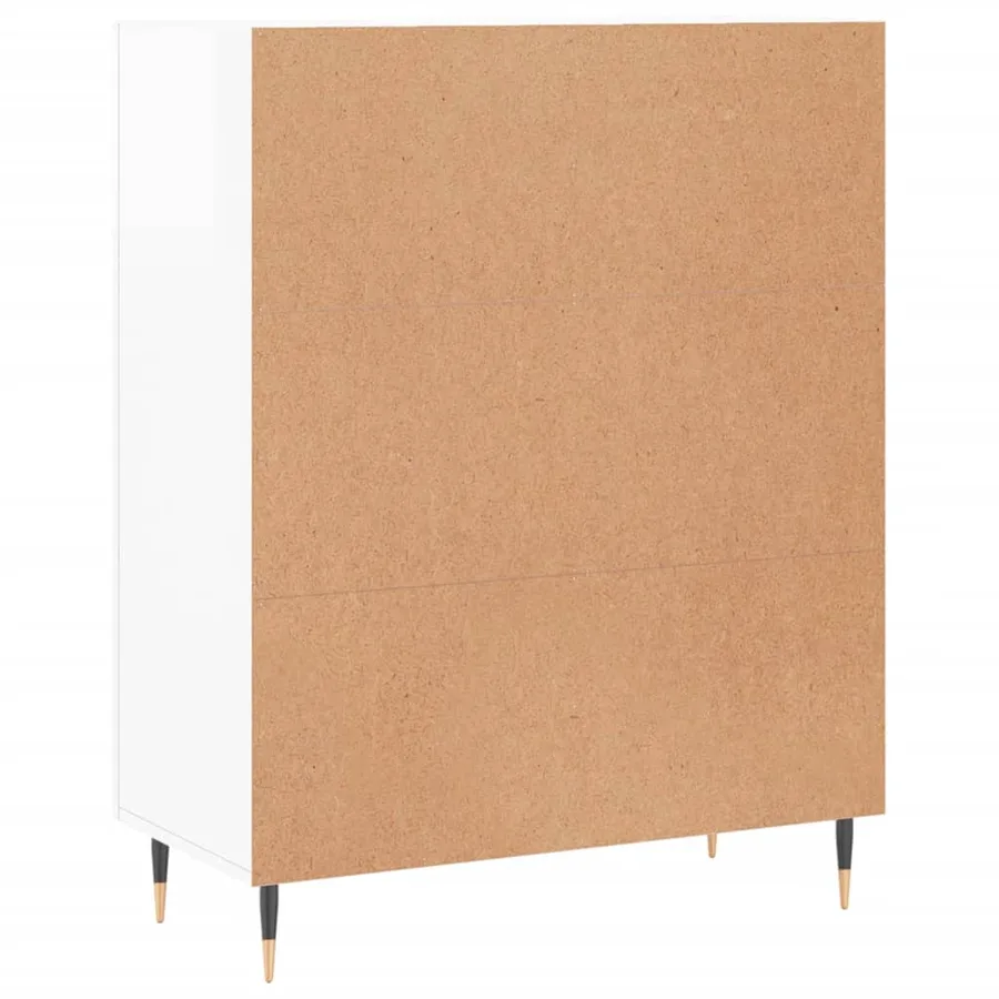 Buffet Blanc brillant 69,5x34x90 cm Bois d'ingénierie - 8