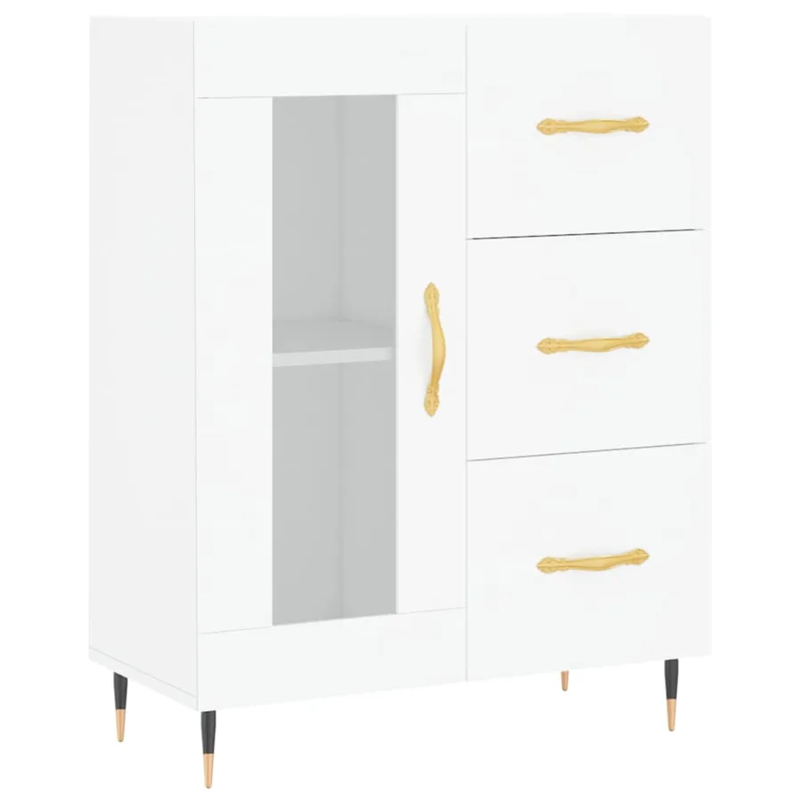 Buffet blanc 69,5x34x90 cm bois d'ingénierie - 2