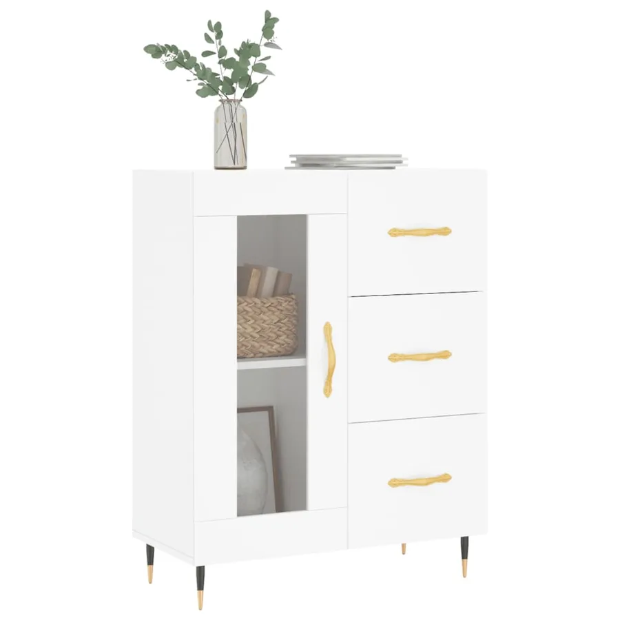 Buffet blanc 69,5x34x90 cm bois d'ingénierie - 3