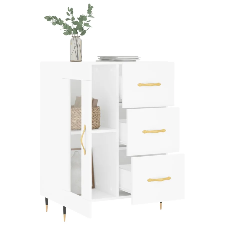 Buffet blanc 69,5x34x90 cm bois d'ingénierie - 4
