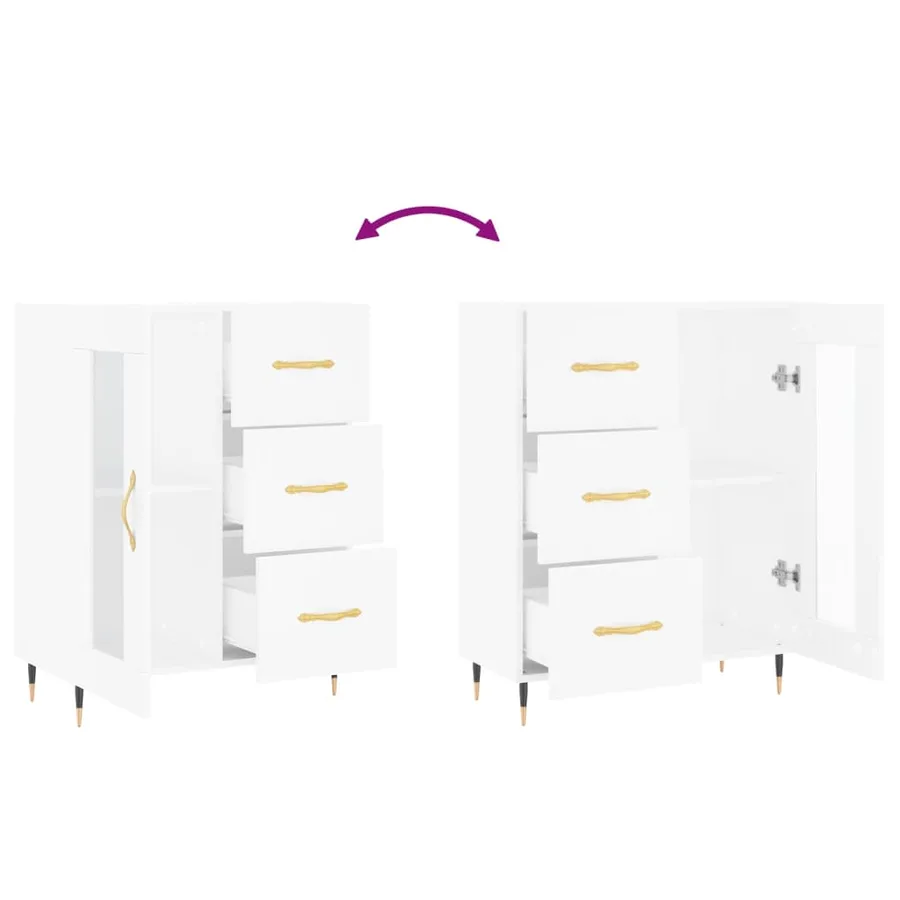 Buffet blanc 69,5x34x90 cm bois d'ingénierie - 9