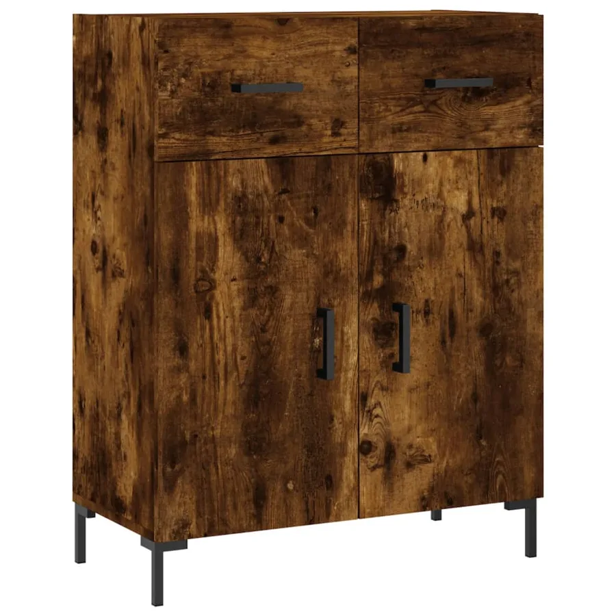 Buffet chêne fumé 69,5x34x90 cm bois d'ingénierie - 2