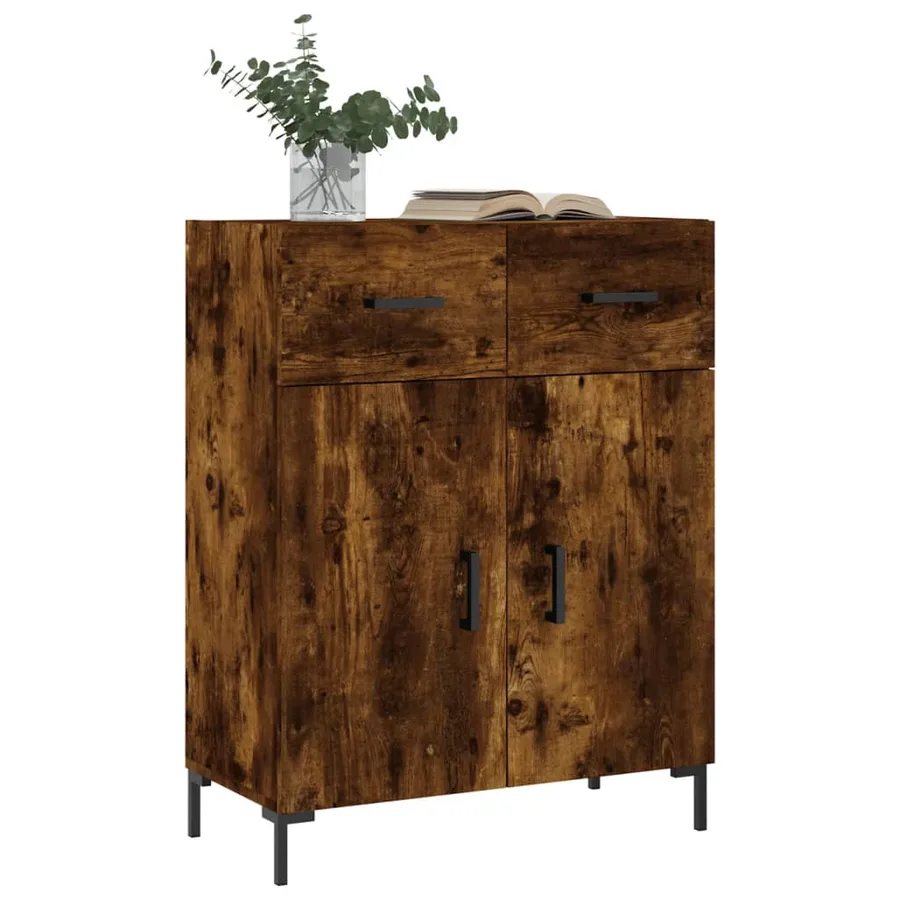 Buffet chêne fumé 69,5x34x90 cm bois d'ingénierie - 3