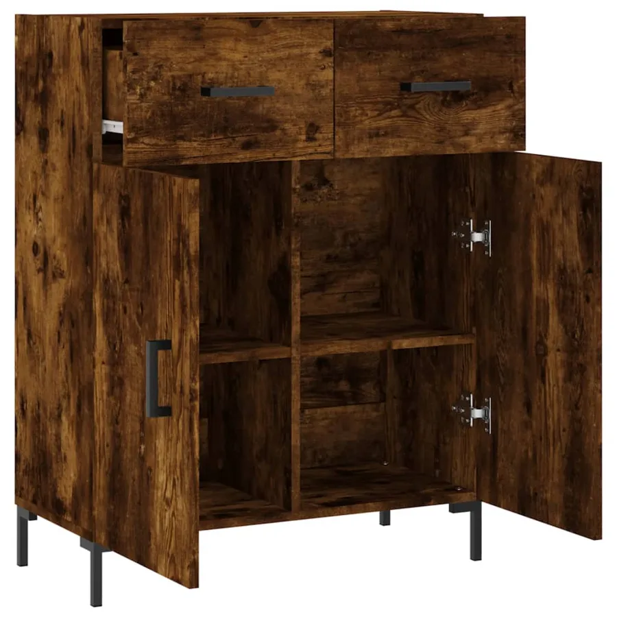 Buffet chêne fumé 69,5x34x90 cm bois d'ingénierie - 5