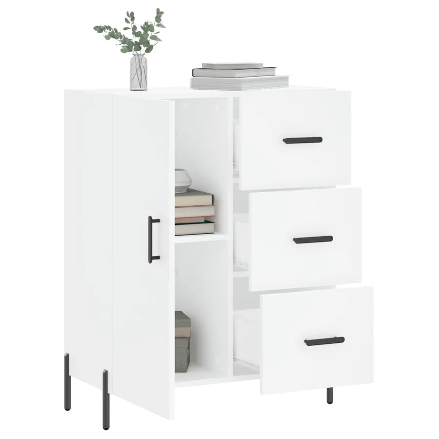 Buffet blanc 69,5x34x90 cm bois d'ingénierie - 4