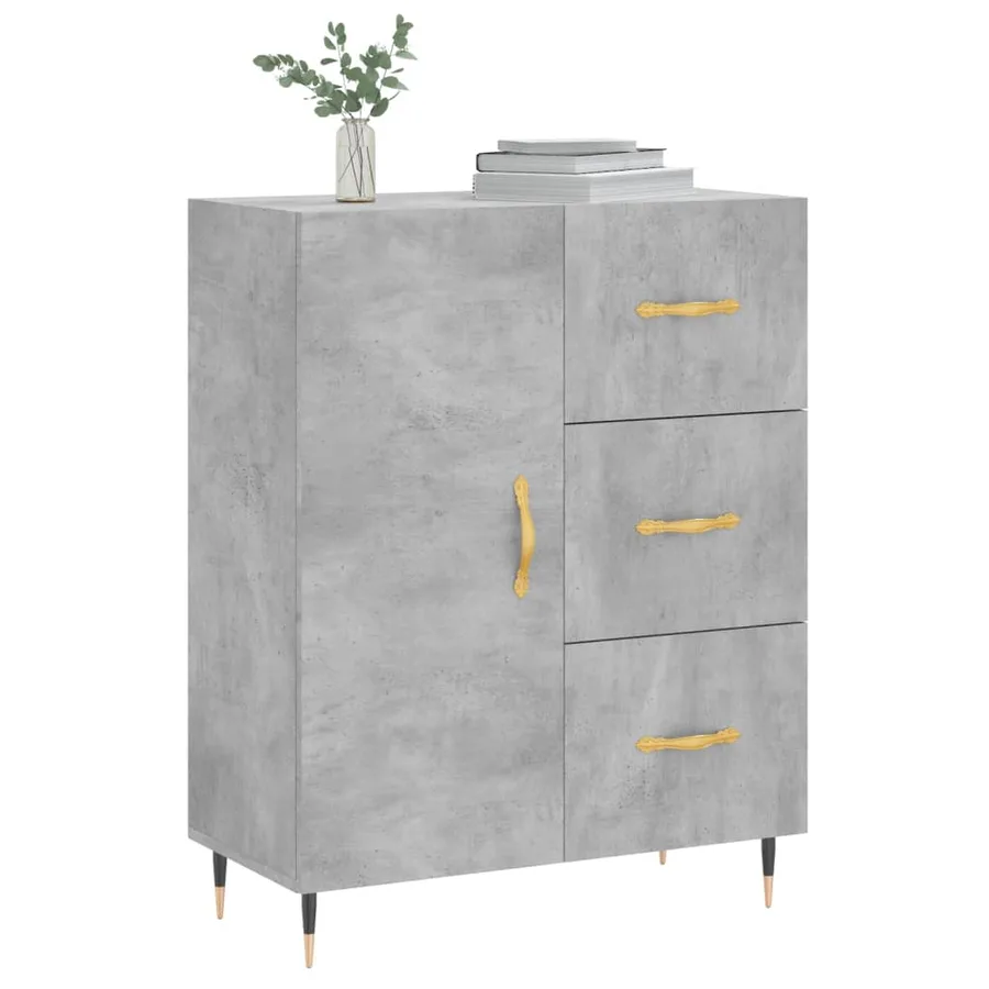 Buffet gris béton 69,5x34x90 cm bois d'ingénierie - 3