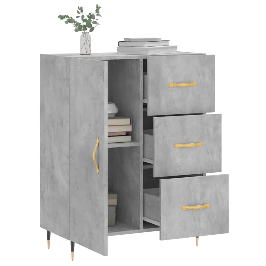 Buffet gris béton 69,5x34x90 cm bois d'ingénierie - 4