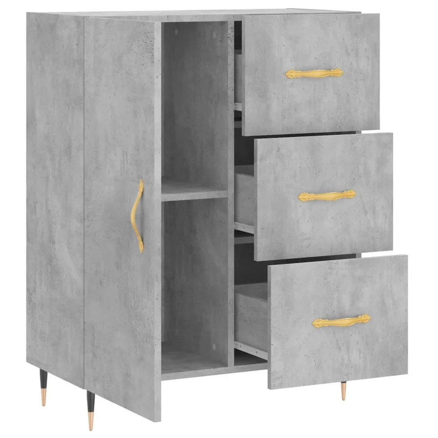 Buffet gris béton 69,5x34x90 cm bois d'ingénierie - 6