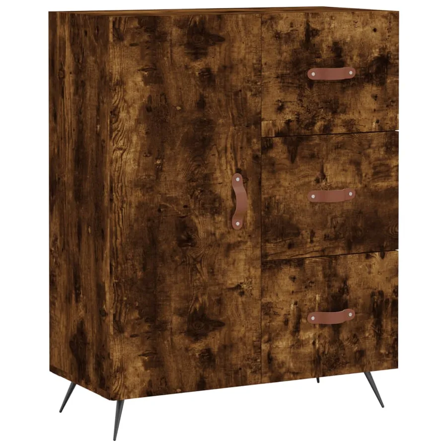 Buffet chêne fumé 69,5x34x90 cm bois d'ingénierie - 2