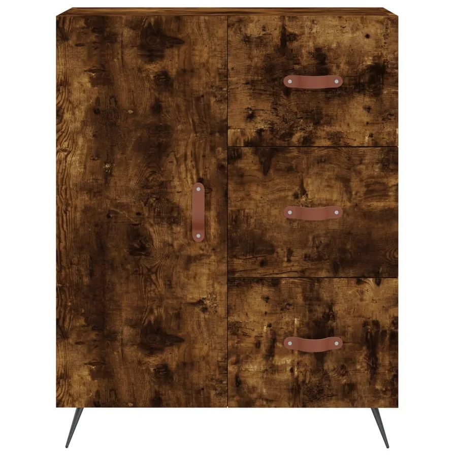 Buffet chêne fumé 69,5x34x90 cm bois d'ingénierie - 5