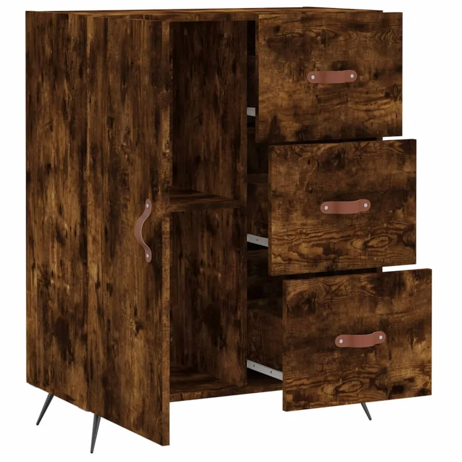 Buffet chêne fumé 69,5x34x90 cm bois d'ingénierie - 6
