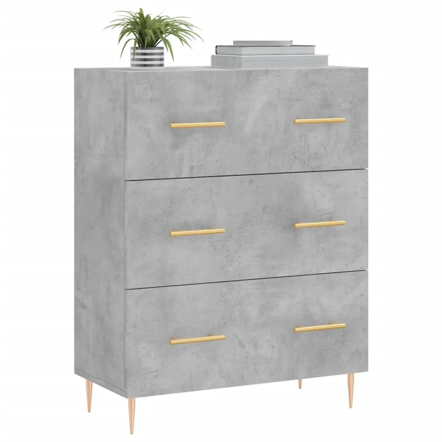 Buffet gris béton 69,5x34x90 cm bois d'ingénierie - 3