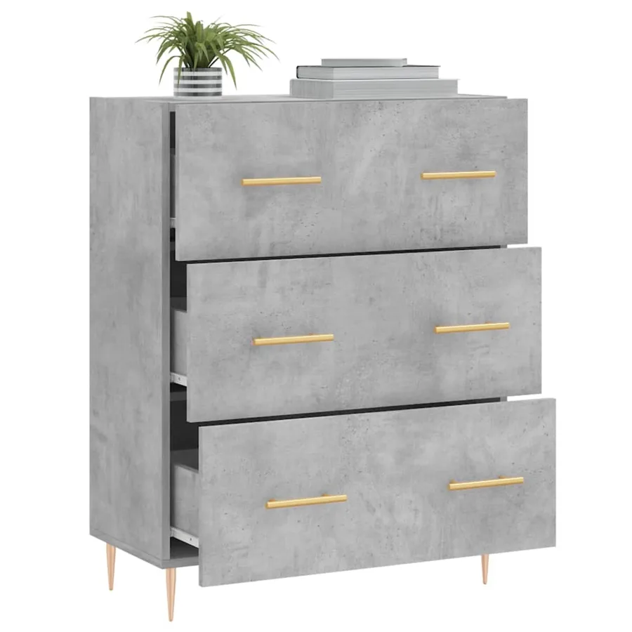 Buffet gris béton 69,5x34x90 cm bois d'ingénierie - 4