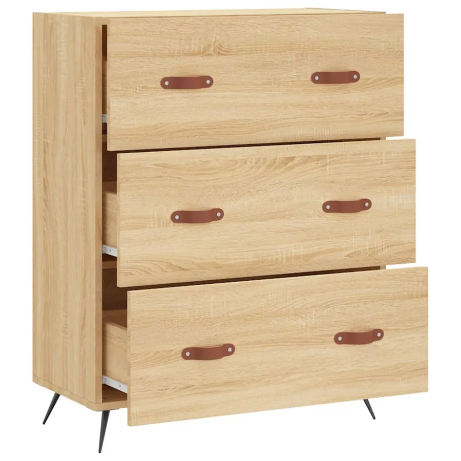 Commode chêne sonoma 69,5 x 34 x 90 cm bois d'ingénierie - 6