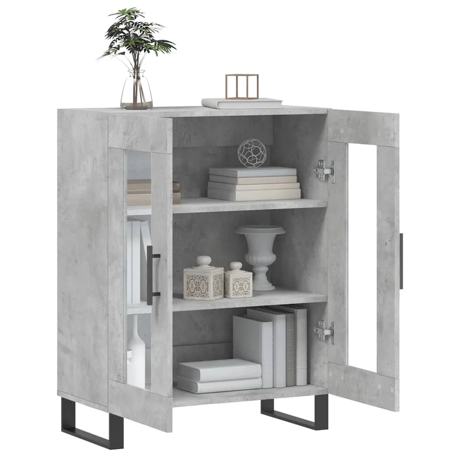 Buffet gris béton 69,5x34x90 cm bois d'ingénierie - 4
