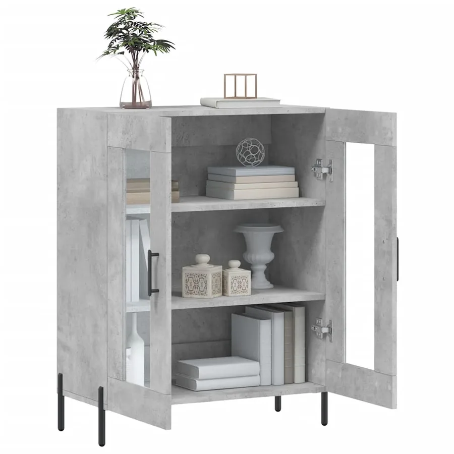 Buffet gris béton 69,5x34x90 cm bois d'ingénierie - 4