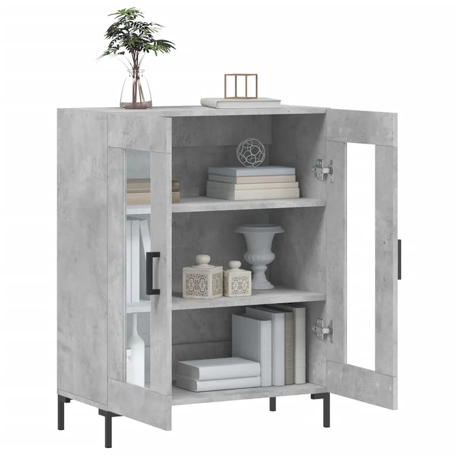 Buffet gris béton 69,5x34x90 cm bois d'ingénierie - 4