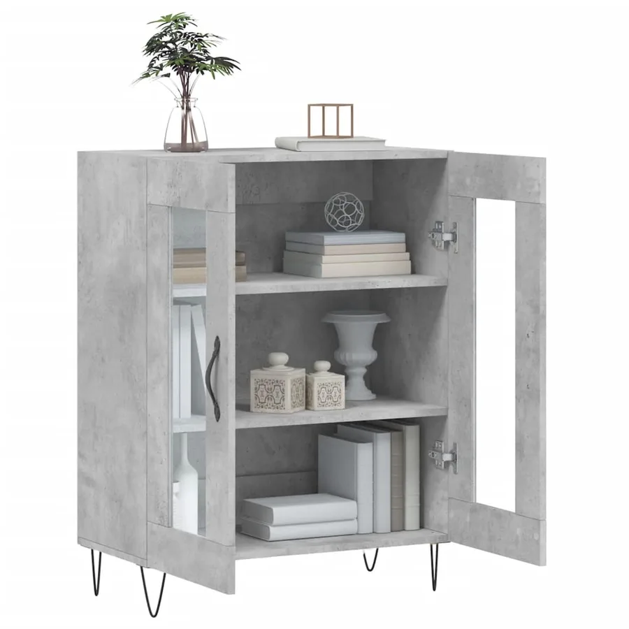 Buffet gris béton 69,5x34x90 cm bois d'ingénierie - 4