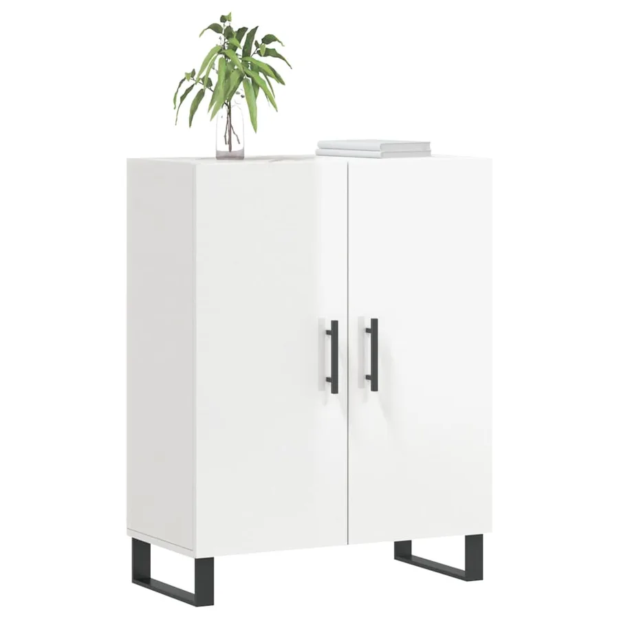 Buffet Blanc brillant 69,5x34x90 cm Bois d'ingénierie - 3