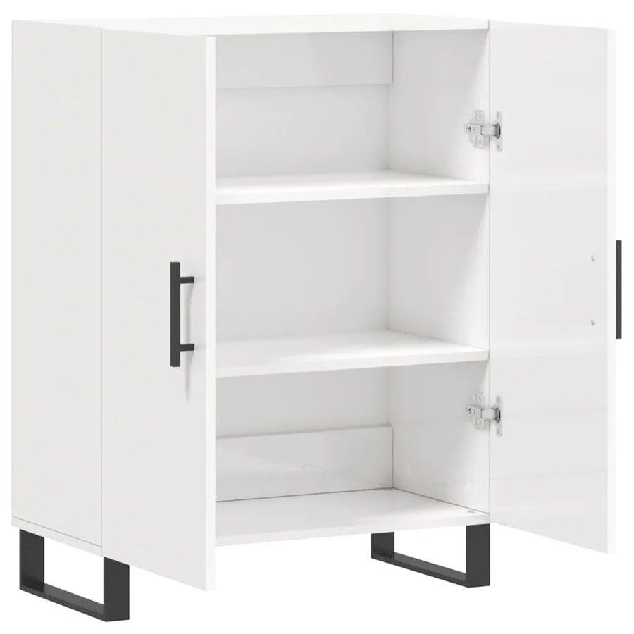Buffet Blanc brillant 69,5x34x90 cm Bois d'ingénierie - 6