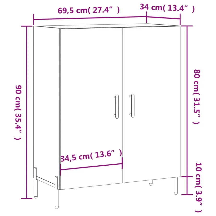 Buffet sonoma gris 69,5x34x90 cm bois d'ingénierie - 12